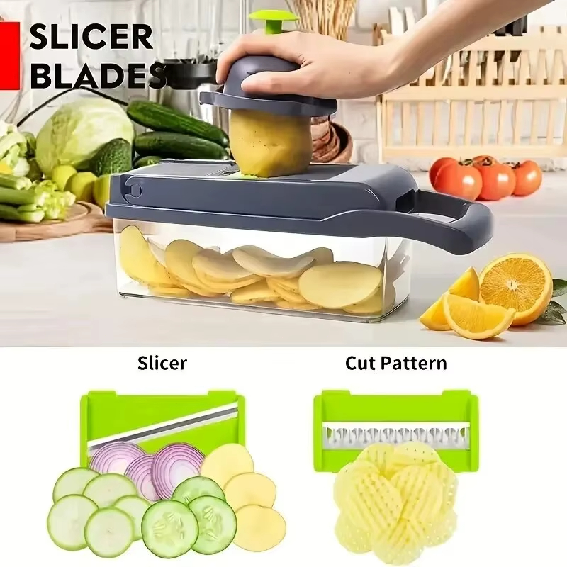 Household Kitchen Gadgets Vegetable Cutter Silk Cutter - Роскошная овощерезка - множество насадок (лезвия/щетка/корзина),